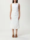 Theory Draped Midi Dress In Linen-viscose