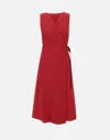 Theory Sleeveless A-line Wrap Dress In Good Linen In Red