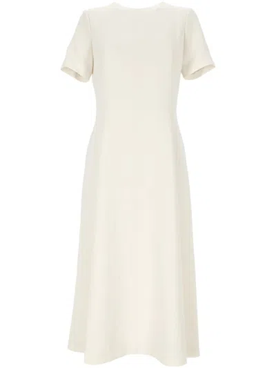 Theory Pleated Midi Dress In Beige