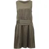 Theory Drop Waist Sheath Dress In Grey Silk In Green