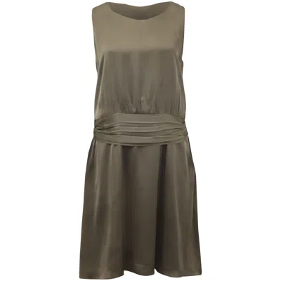 Theory Drop Waist Sheath Dress In Grey Silk In Green