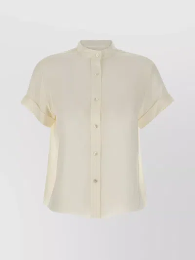 Theory Dropped Shoulders Silk Georgette Shirt In Neutral