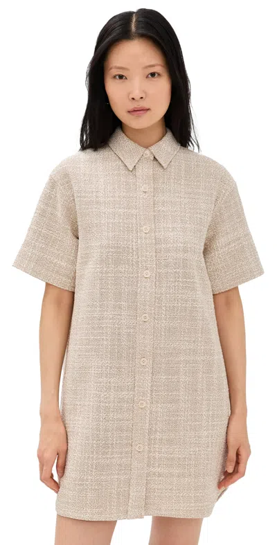 Theory Easy Mini Shirt Dress Taupe Multi