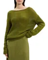 Theory Easy Open Neck Pullover Sweater In Green
