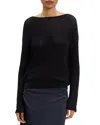 Theory Open Neck Pima Cotton Sweater In Black