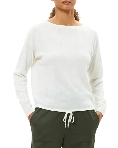 Theory Easy Rib Wool & Linen-blend Pullover In White