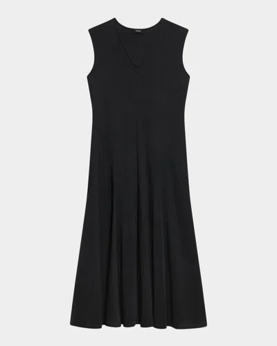 Theory Easy Sleeveless Cotton V-neck Midi Dress