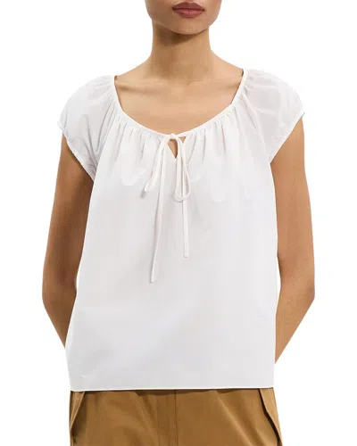 Theory Easy Tie Blouse Woven Top In White