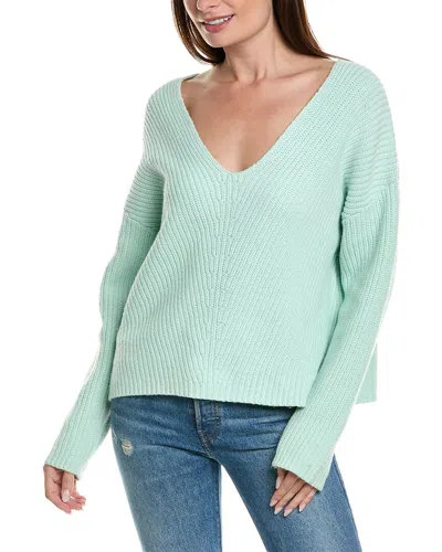 Theory Easy V-neck Wool-blend Sweater In Green