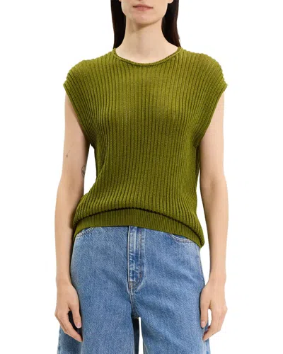 Theory Ribbed Pima Cotton Vest In Brown