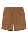 Theory Elastic-waist Cotton-blend Deck Shorts In Brown