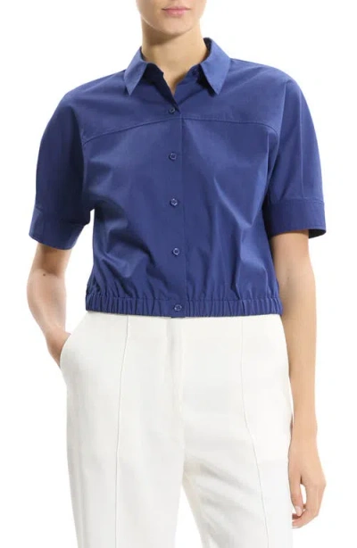 Theory Elastic Waist Shirt In Blue