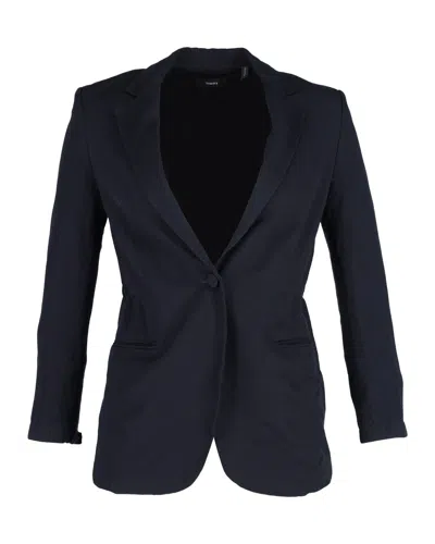 Theory Elasticated Waist Blazer In Navy Blue Triacetate In Black