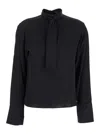 Theory Black Blouse With Scarf In Silk Woman In Black