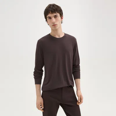 Theory Essential Long-sleeve Tee In Anemone Modal Jersey In Hickory