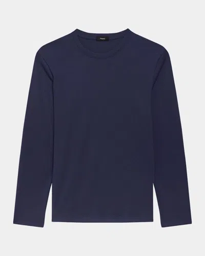 Theory Essential Long-sleeved Crewneck T-shirt In Blue