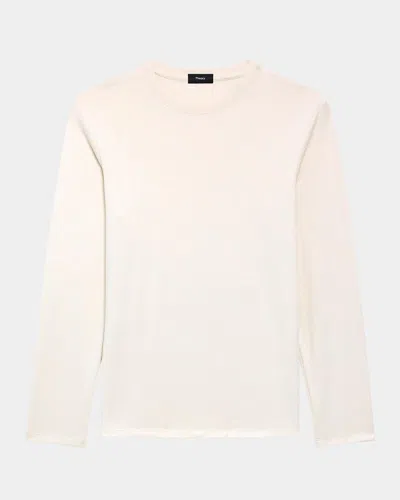 Theory Essential Long-sleeved Crewneck T-shirt In White