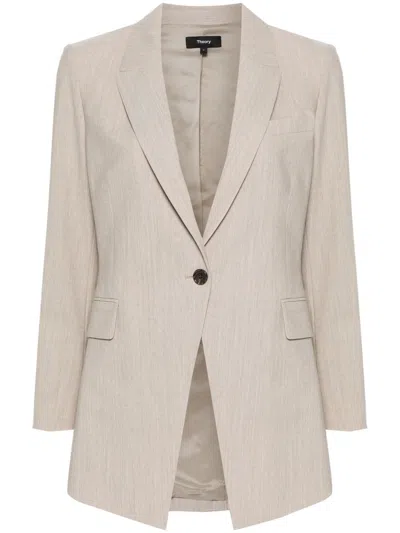 Theory Etiennette Single-breasted Blazer In Ea2 Sand Melange