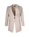 Theory Etiennette Melange Single Breasted Blazer In Beige Wool In Beige