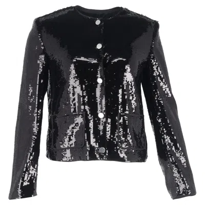 Theory Evening Satin Jacket In Black Sequin