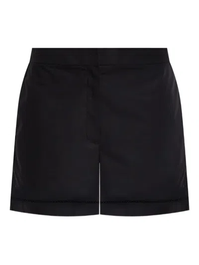 Theory Eyelet-detail Poplin Shorts In Black