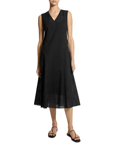 Theory Eyelet Embroidered Midi Dress In Black
