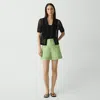 Theory Eyelet Short In City Poplin In Green