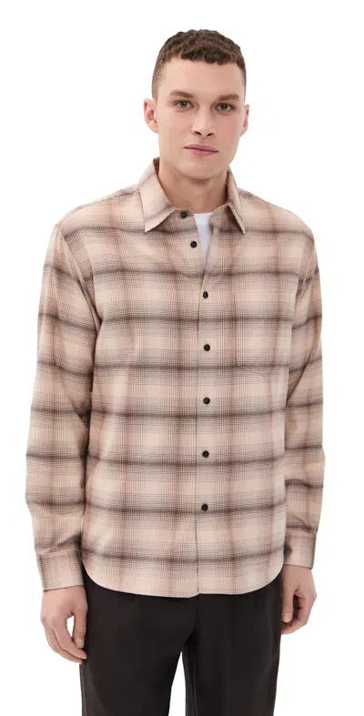 Theory Faded Check Weekend Shirt Alabaster Multi