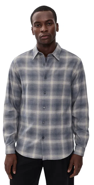 Theory Faded Plaid Irving Shirt Inkling Multi In Blue