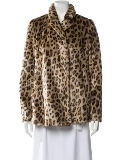 Pre-owned Theory Faux Fur Animal Print Faux Fur Jacket In Multi