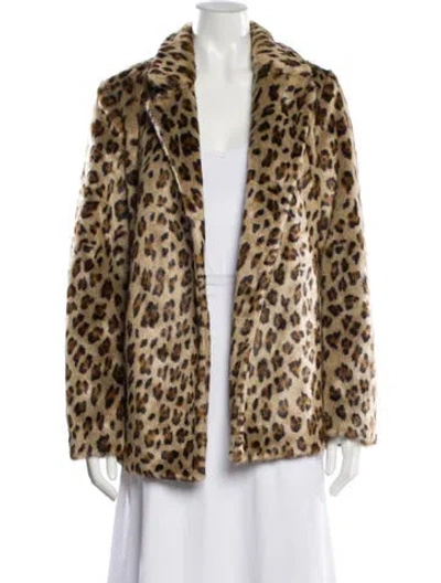 Pre-owned Theory Faux Fur Animal Print Faux Fur Jacket In Neutral