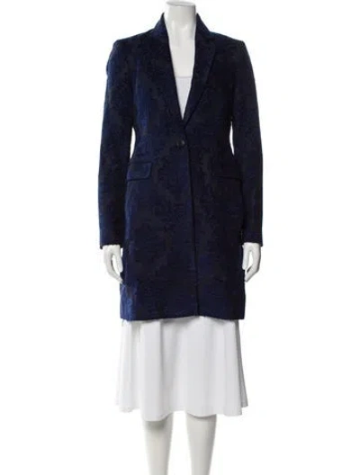 Pre-owned Theory Faux Fur Coat In Blue