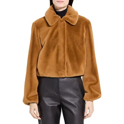 Theory Faux Fur Coat In Brown