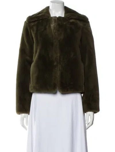 Pre-owned Theory Faux Fur Coat In Green