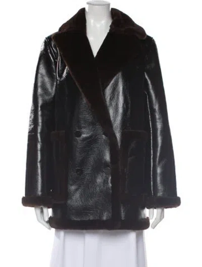 Pre-owned Theory Faux Fur Coat In Multi