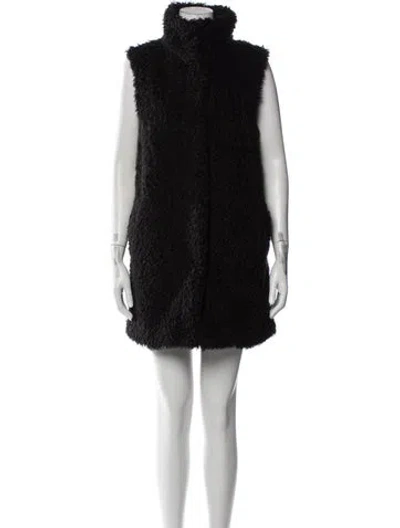 Pre-owned Theory Faux Fur Faux Fur Coat In Black