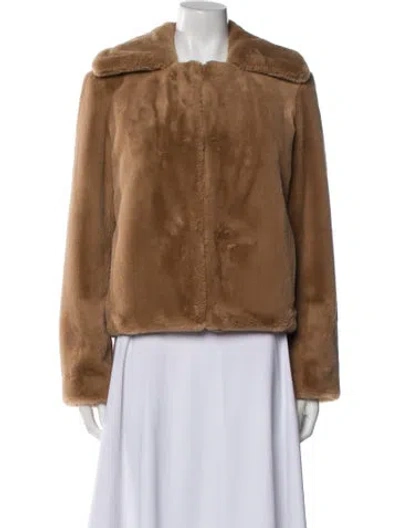 Pre-owned Theory Faux Fur Faux Fur Jacket In Brown
