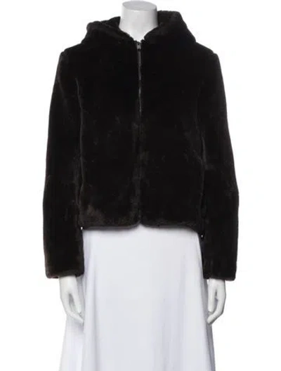 Pre-owned Theory Faux Fur Jacket In Black