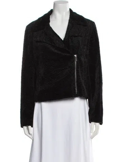 Pre-owned Theory Faux Fur Jacket In Black