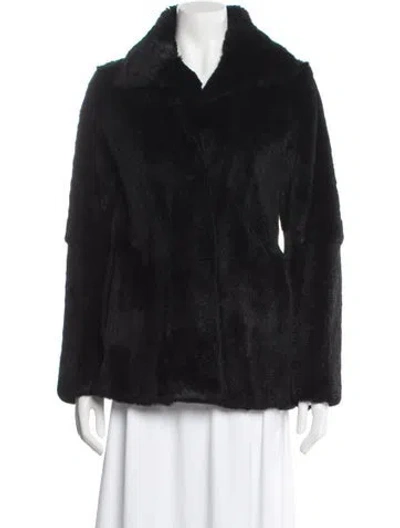 Pre-owned Theory Faux Fur Jacket In Black