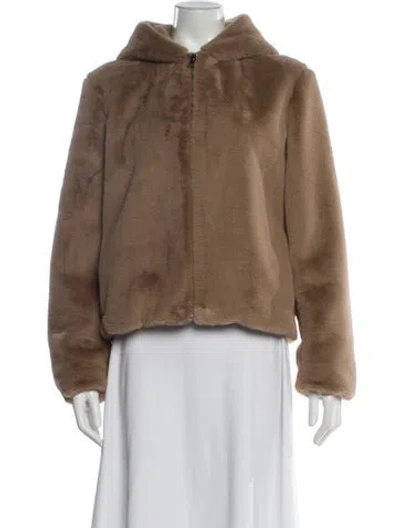 Pre-owned Theory Faux Fur Jacket In Brown