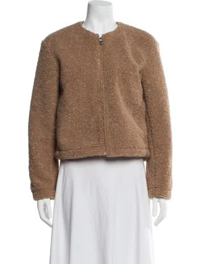 Pre-owned Theory Faux Fur Jacket In Brown