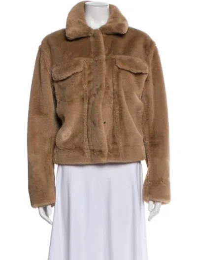 Pre-owned Theory Faux Fur Jacket In Brown