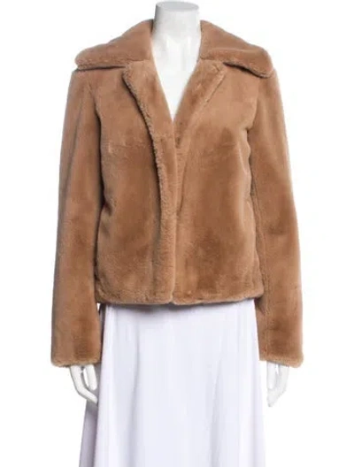 Pre-owned Theory Faux Fur Jacket In Brown