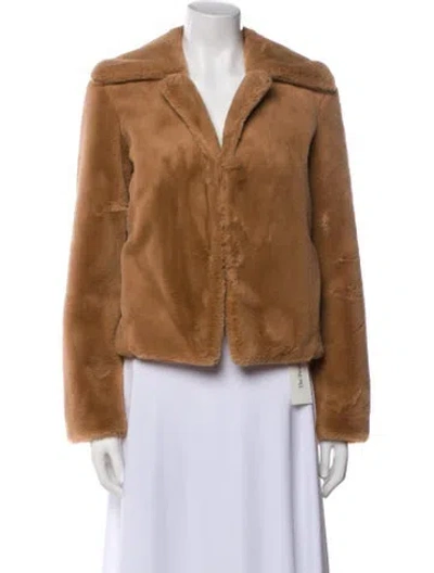 Pre-owned Theory Faux Fur Jacket In Brown