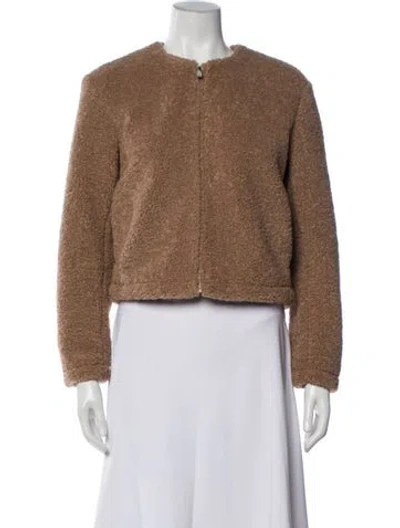 Pre-owned Theory Faux Fur Jacket In Brown