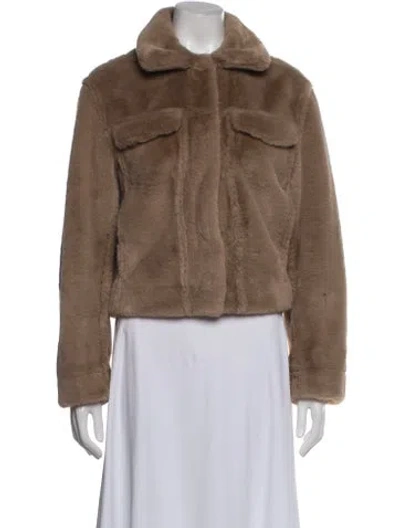 Pre-owned Theory Faux Fur Jacket In Brown