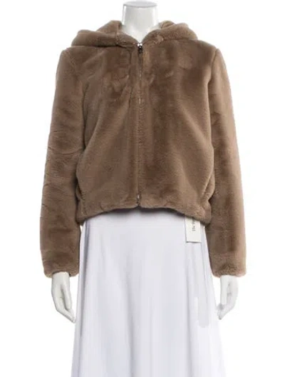 Pre-owned Theory Faux Fur Jacket In Brown