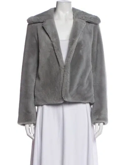 Pre-owned Theory Faux Fur Jacket In Gray