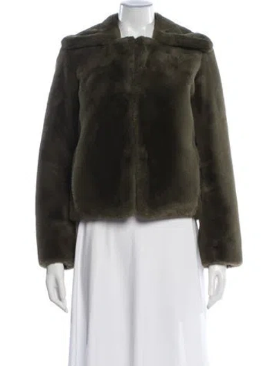 Pre-owned Theory Faux Fur Jacket In Green